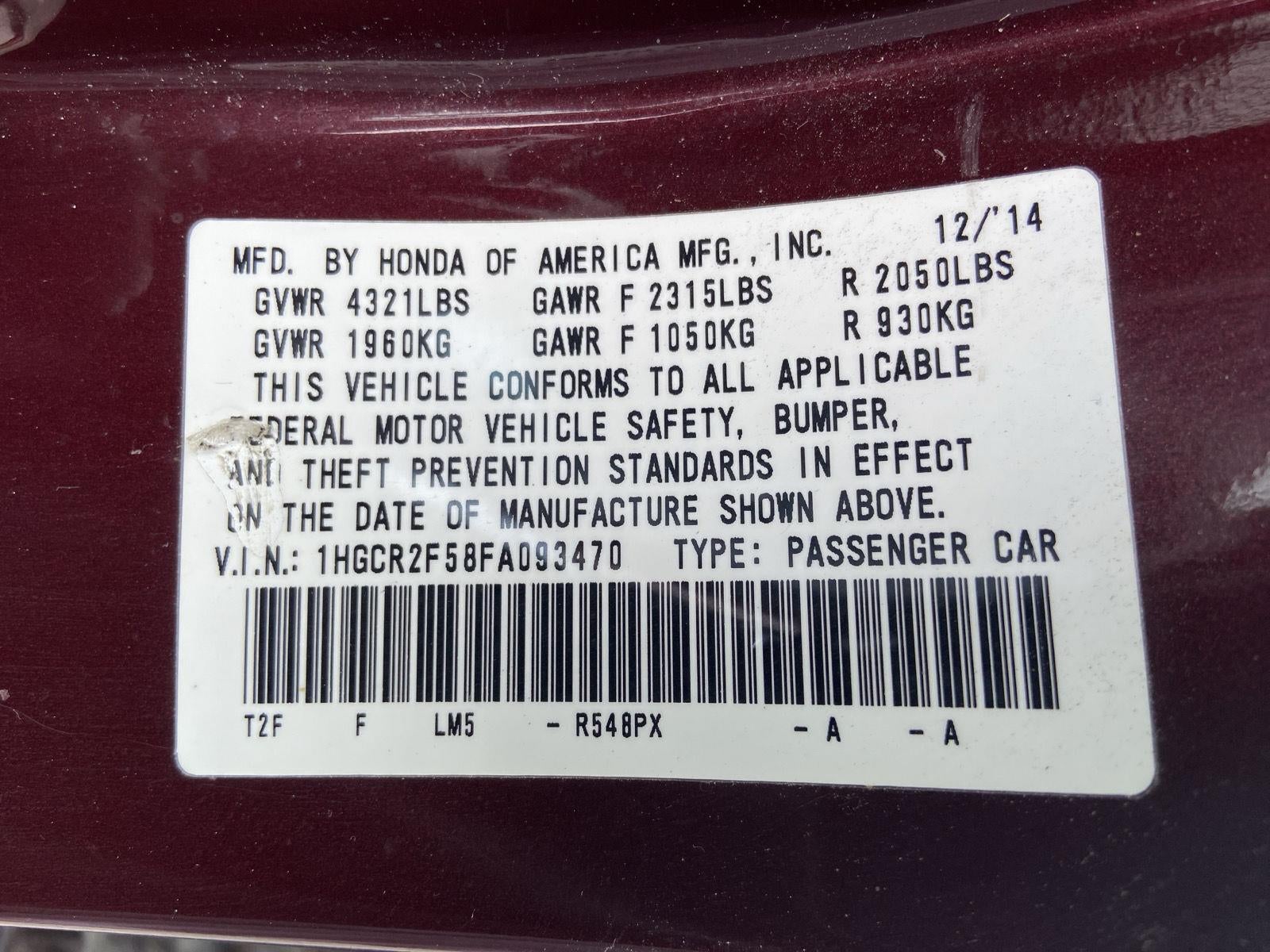 2015 Honda Accord Sedan Sport