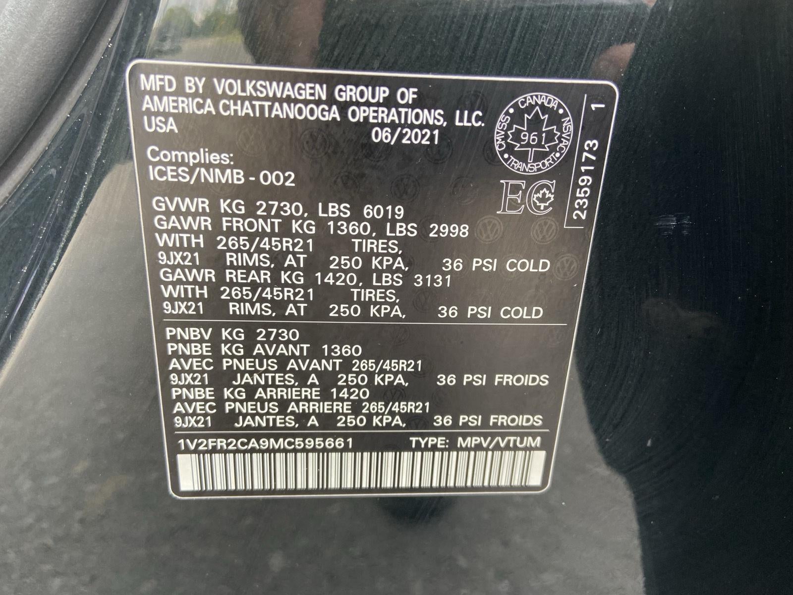 2021 Volkswagen Atlas 3.6L V6 SEL Premium R-Line