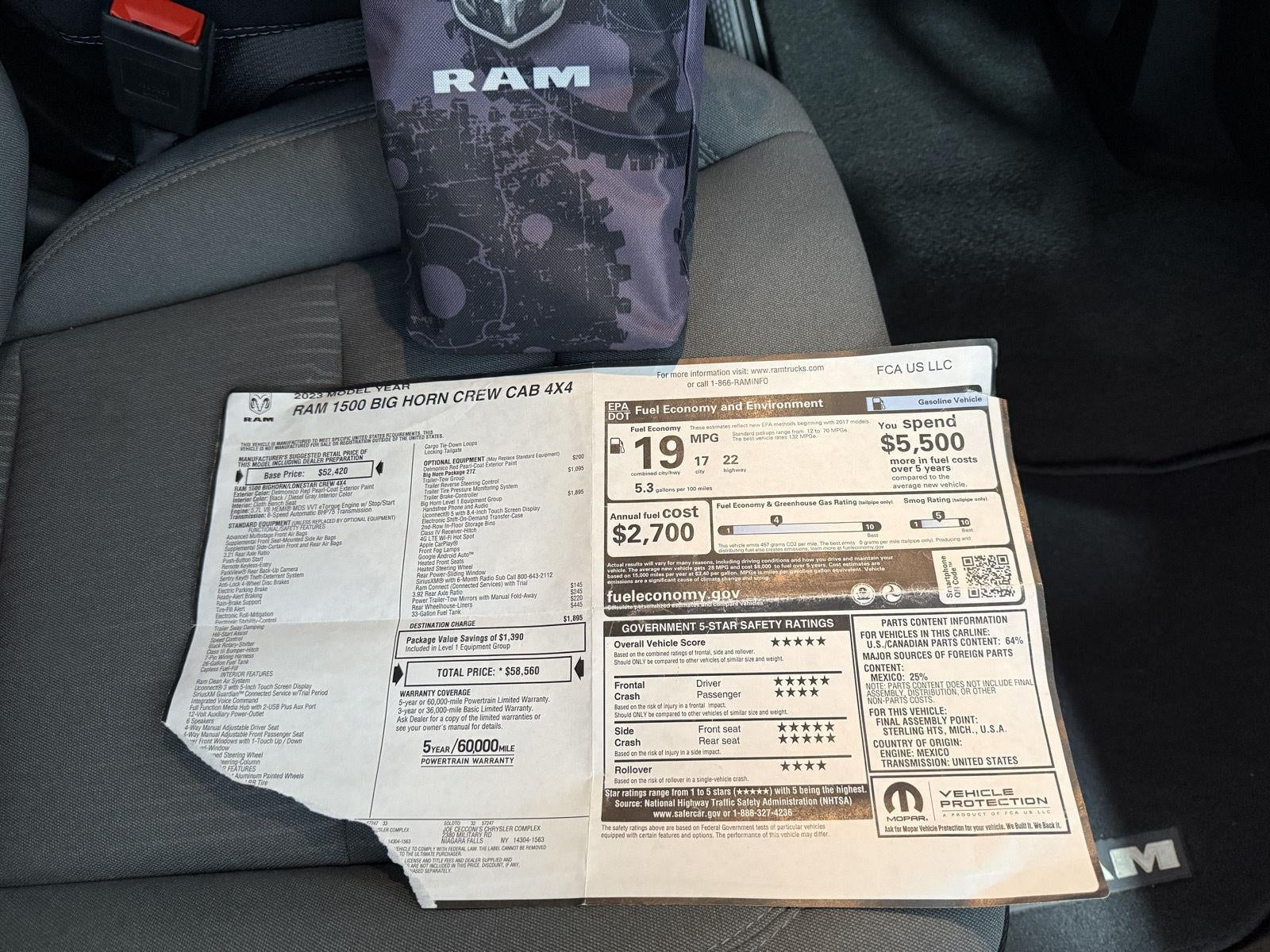 2023 RAM 1500 Big Horn Crew Cab 4x4 6'4' Box